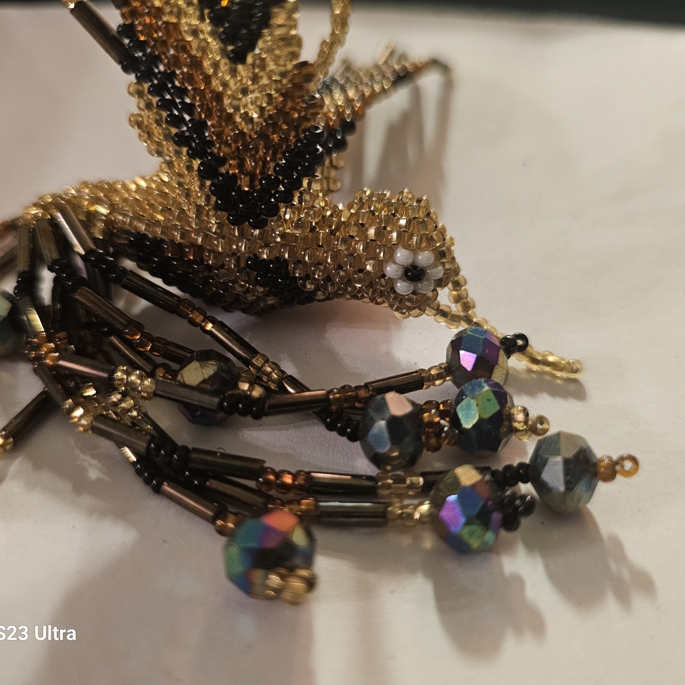 Elegant Beaded Hummingbird Earrings